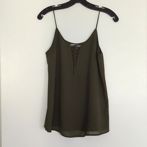 Naked Zebra Olive Green Sleeveless Blouse